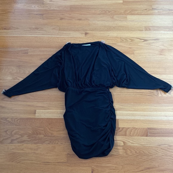 Boston Proper XS Black Dress With Gold Details and Slits on the Arms - Picture 3 of 7